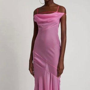 Jacquemus La Robe Draggiu Sheer Silk Chiffon Gown, size 36 still with tags!